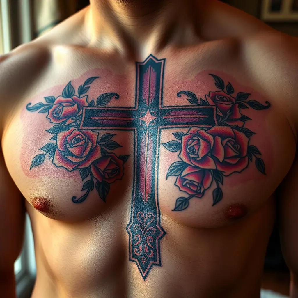 Absolute Cross Tattoos for Men with Roses: Bold Designs