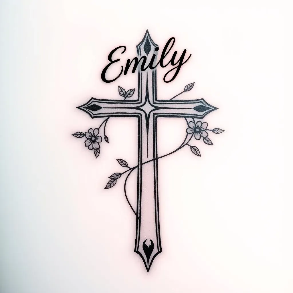 Design Ideas for Cross Tattoos Featuring Names