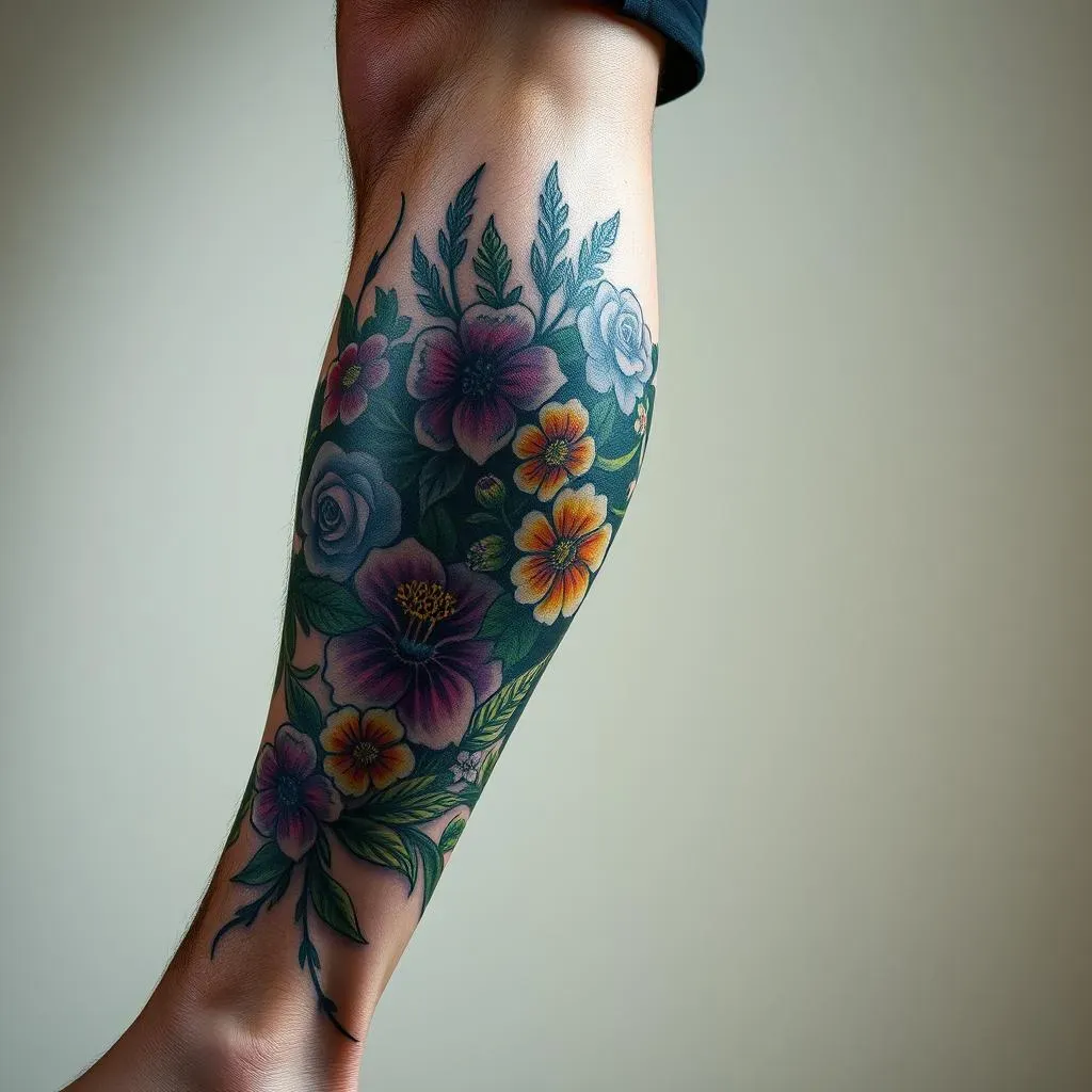 Ultimate Floral Leg Tattoos for Men