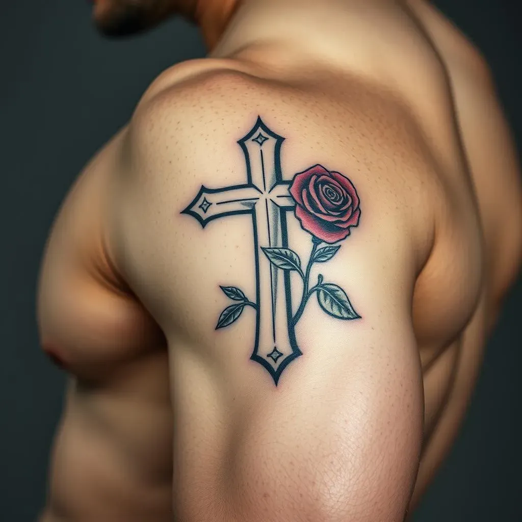 Placement Ideas for Cross and Rose Tattoos on Men