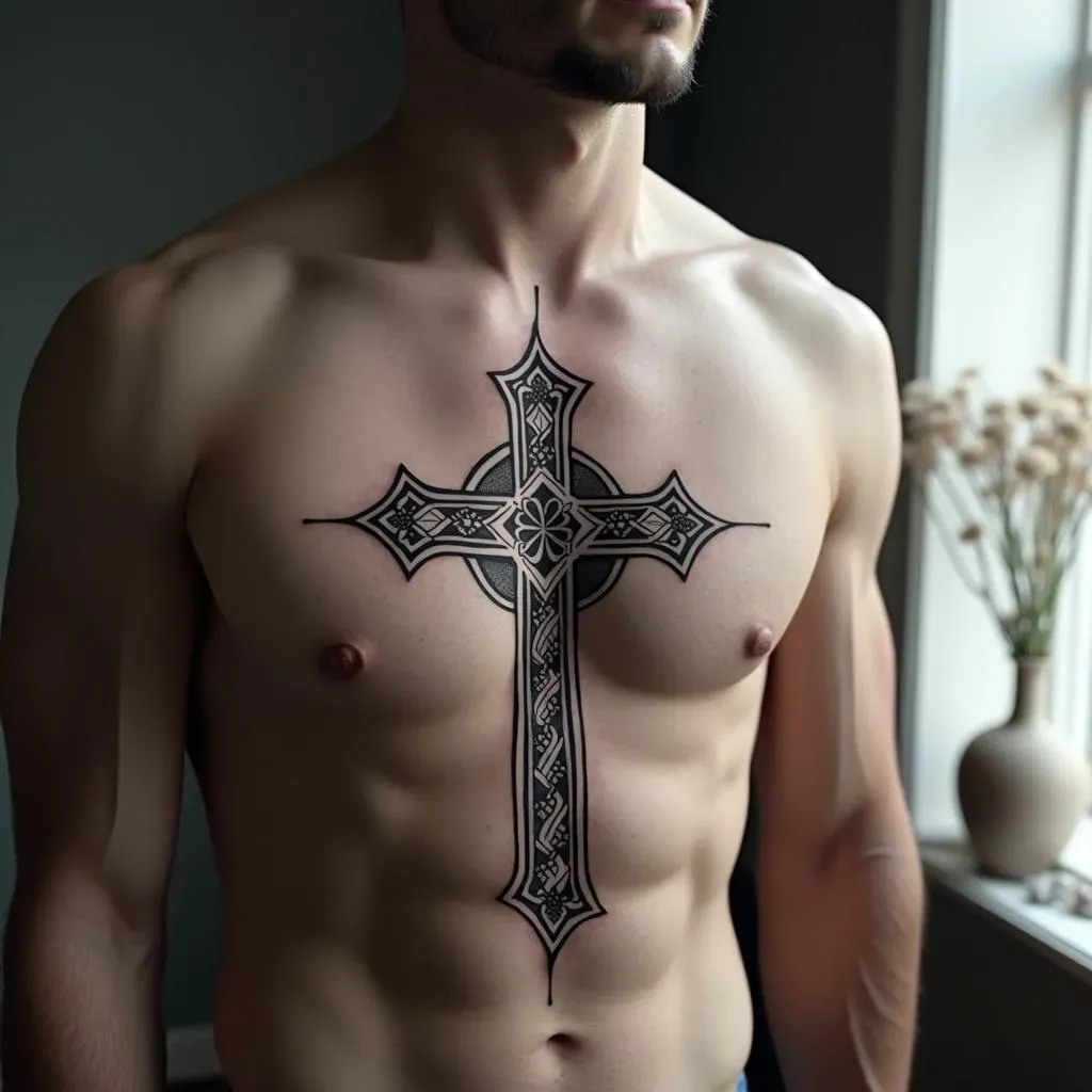 Popular Black and Grey Cross Tattoo Designs for Men