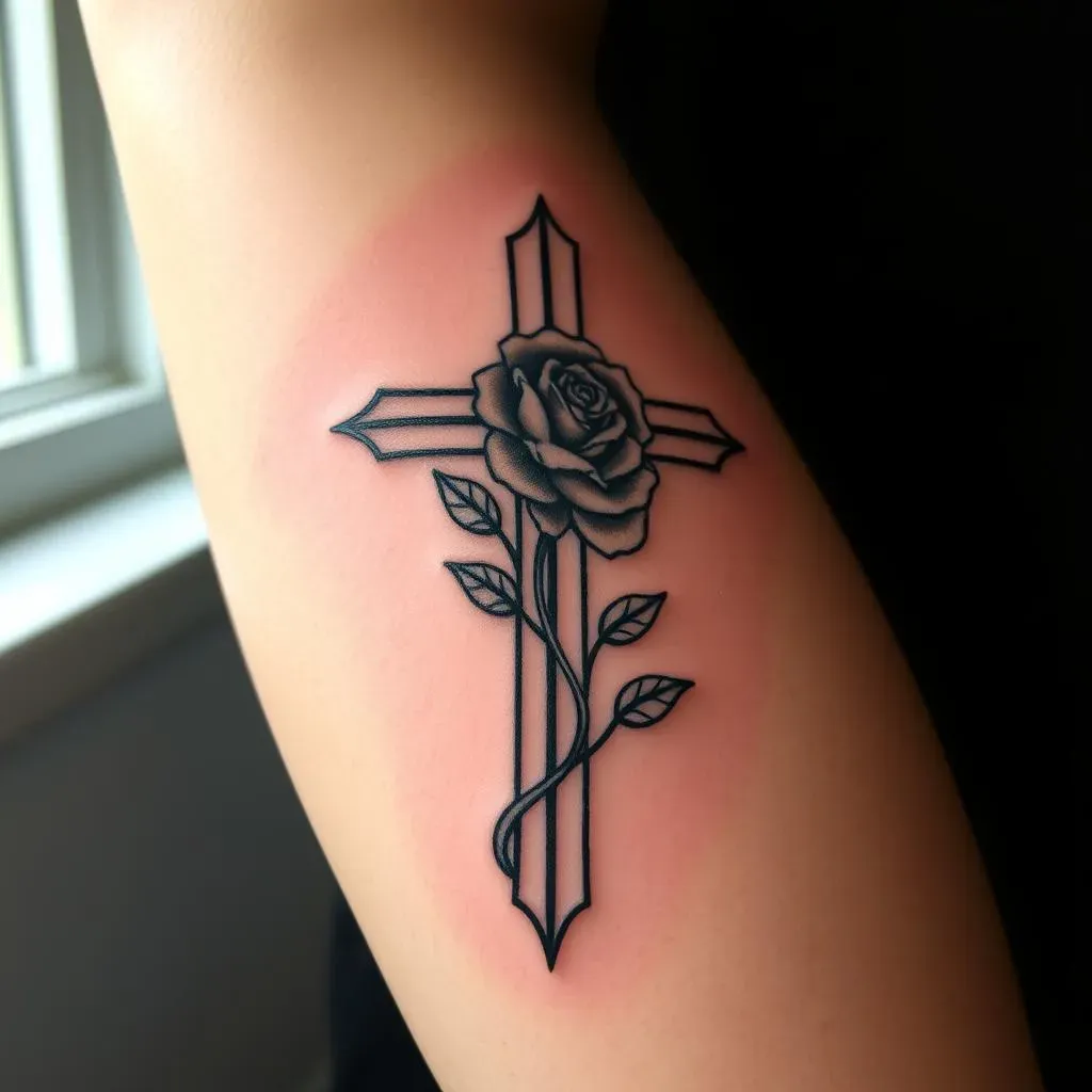 Popular Styles of Cross Tattoos with Roses