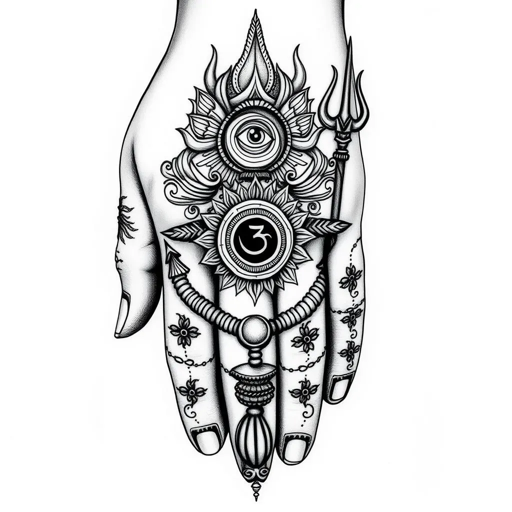 Shiva Elements Hand Tattoo Design: A Custom Creation